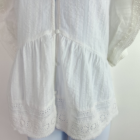 Express Embroidered Off White Cotton Top Size XS - Picture 5 of 14